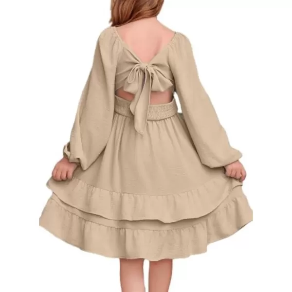 blibean Girls 2024 Fall Dresses Tween Long Sleeve Tie Back Dress Size 6-15 Years