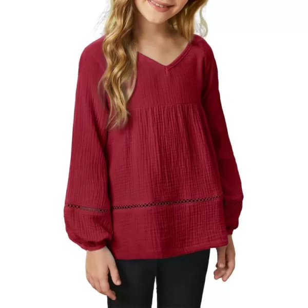 blibean Girls Elegant Boho Long Sleeve Blouse Size 4-13 Years Old