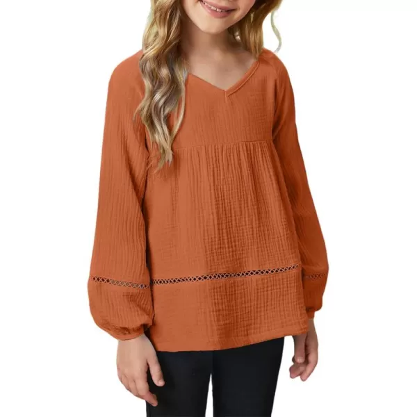 blibean Girls Elegant Boho Long Sleeve Blouse Size 4-13 Years Old