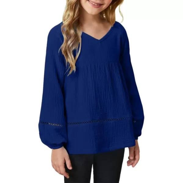 blibean Girls Elegant Boho Long Sleeve Blouse Size 4-13 Years Old