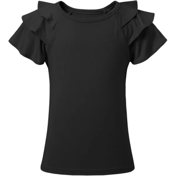 blibean Girls Fashion Layer Ruffle Short Sleeve Shirt Size 6-15 Years