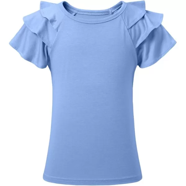 blibean Girls Fashion Layer Ruffle Short Sleeve Shirt Size 6-15 Years