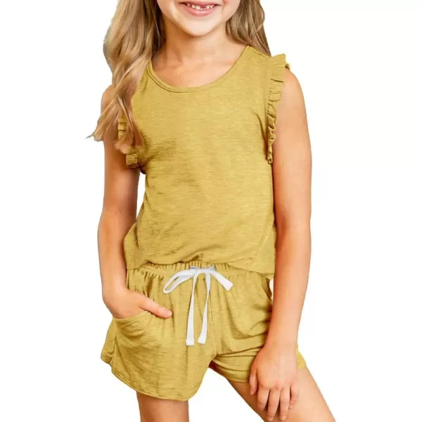 blibean Girls Summer Clothes Sets Ruffle Sleeveless Matching Outfits Size 4-13 Year Old