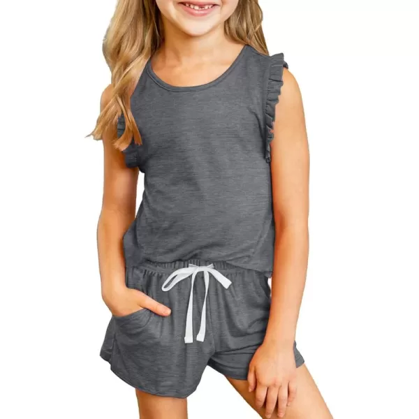 blibean Girls Summer Clothes Sets Ruffle Sleeveless Matching Outfits Size 4-13 Year Old