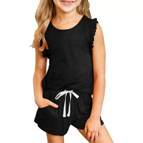 blibean Girls Summer Clothes Sets Ruffle Sleeveless Matching Outfits Size 4-13 Year Old