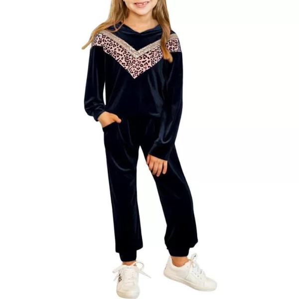 blibean Girls Velvet Clothes Set Tween Leopard Jogger Sweatsuit Outfits Size 6-15 Years