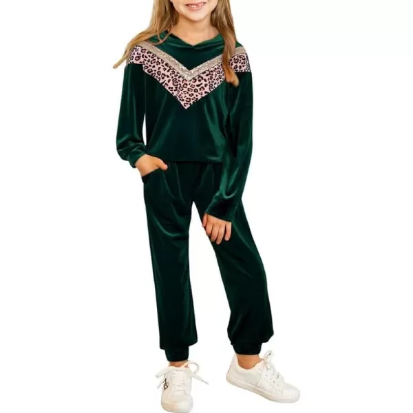 blibean Girls Velvet Clothes Set Tween Leopard Jogger Sweatsuit Outfits Size 6-15 Years