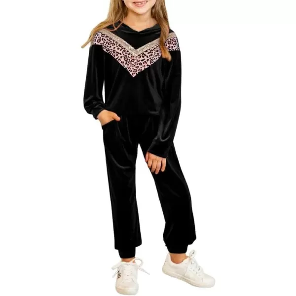blibean Girls Velvet Clothes Set Tween Leopard Jogger Sweatsuit Outfits Size 6-15 Years