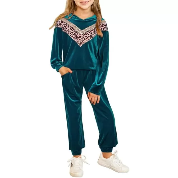 blibean Girls Velvet Clothes Set Tween Leopard Jogger Sweatsuit Outfits Size 6-15 Years