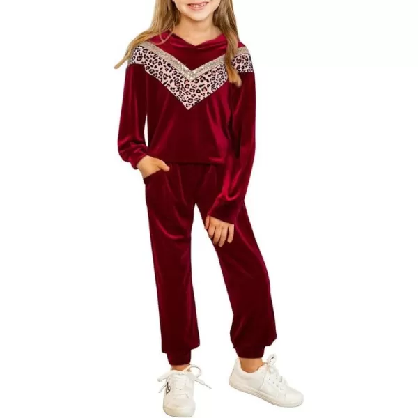 blibean Girls Velvet Clothes Set Tween Leopard Jogger Sweatsuit Outfits Size 6-15 Years