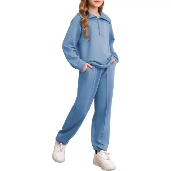 blibean Teen Girls Fall Cotton Half Zipper Sweat Suits Kids Pants Sets Size 6-15 Years
