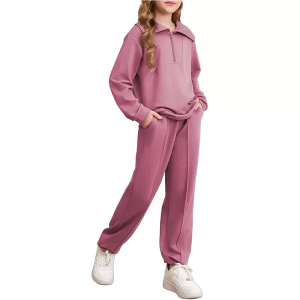 blibean Teen Girls Fall Cotton Half Zipper Sweat Suits Kids Pants Sets Size 6-15 Years