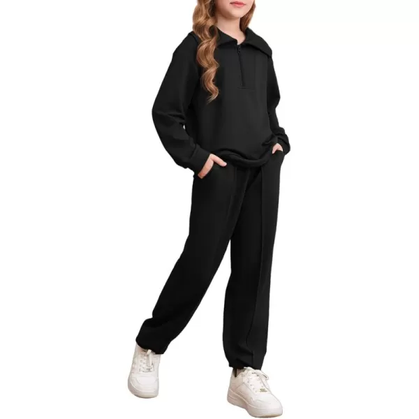 blibean Teen Girls Fall Cotton Half Zipper Sweat Suits Kids Pants Sets Size 6-15 Years