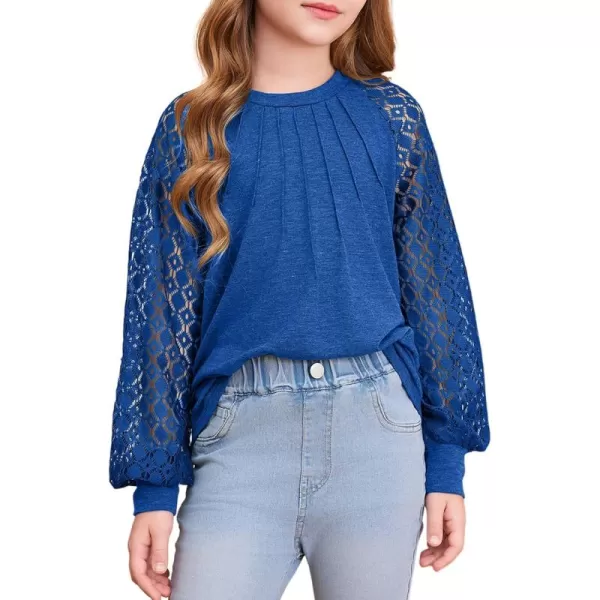 blibean Teen Girls Semi Formal Bloues Kids Lace Long Sleeve Shirts Size 6-15 Years