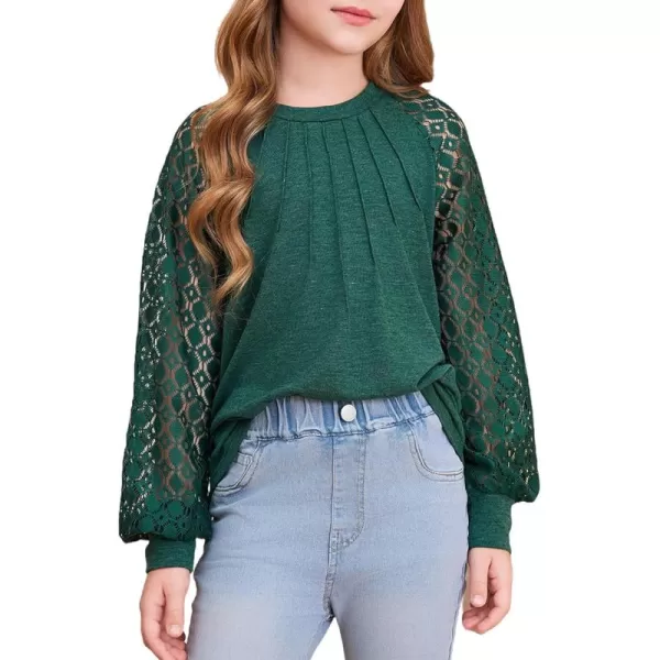 blibean Teen Girls Semi Formal Bloues Kids Lace Long Sleeve Shirts Size 6-15 Years