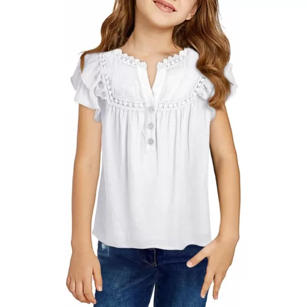blibean Teen Girls Shirt Solid Ruffle Short Sleeve Button Blouse Size 6-15 Years
