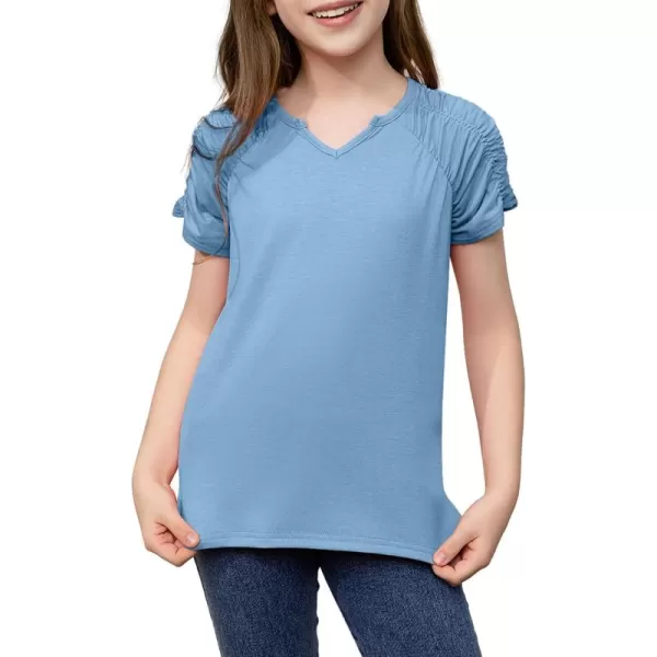 blibean Teen Girls Stylish Tshirt Kids Elastic Short Sleeve Tops Size 6-15 Years