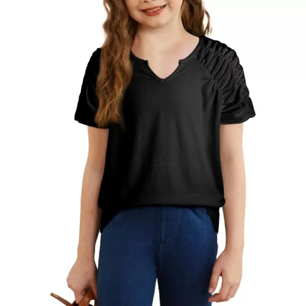 blibean Teen Girls Stylish Tshirt Kids Elastic Short Sleeve Tops Size 6-15 Years