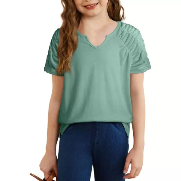 blibean Teen Girls Stylish Tshirt Kids Elastic Short Sleeve Tops Size 6-15 Years