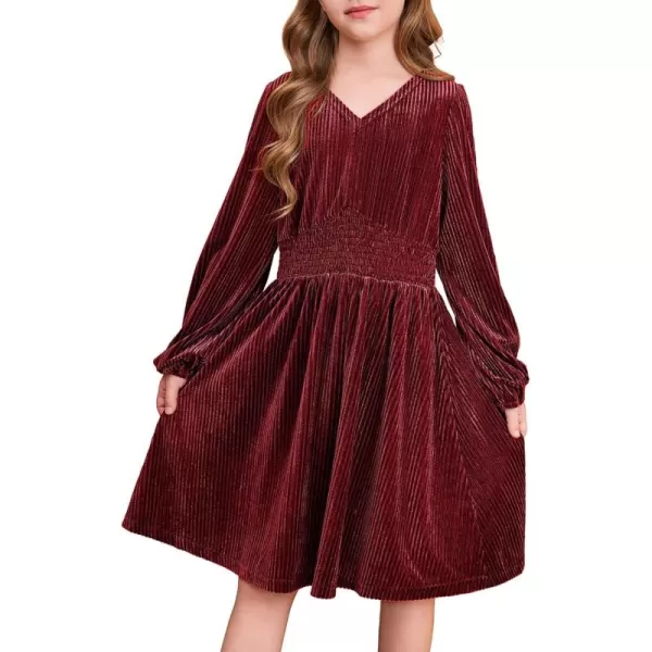 blibean Teen Girls Velvet Dresses Tween Kid Flannel Outfits Size 6-15 Year