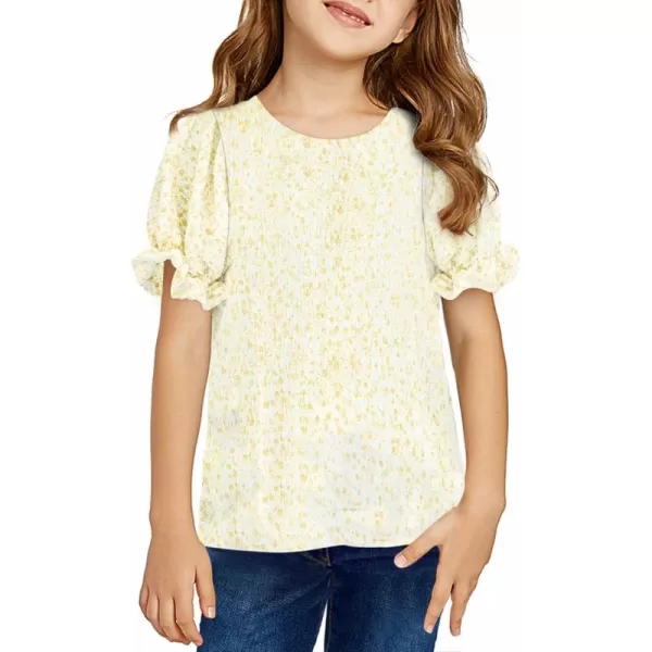 blibean Tween Girls 2024 Boho Floral Puff Sleeve Shirt Size 6-15 Years