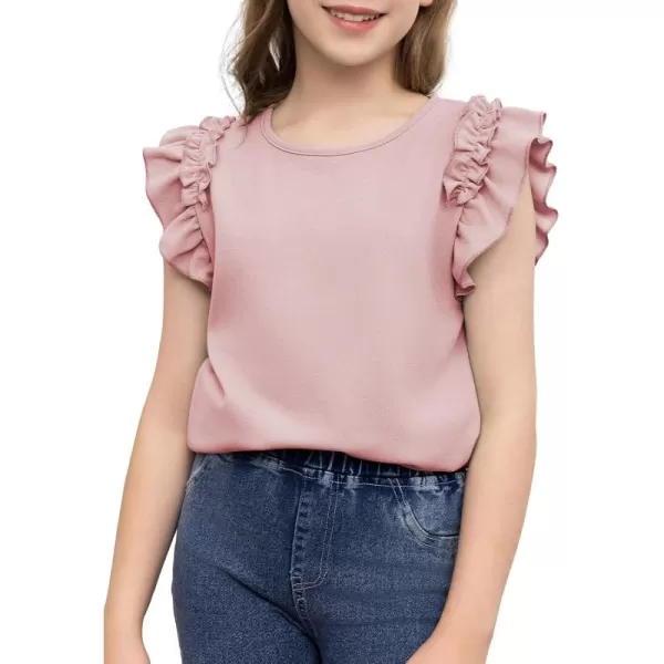 blibean Tween Girls 2024 Elegant Ruffle Short Sleeve Shirt Size 6-15 Years