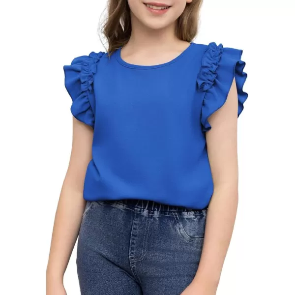 blibean Tween Girls 2024 Elegant Ruffle Short Sleeve Shirt Size 6-15 Years