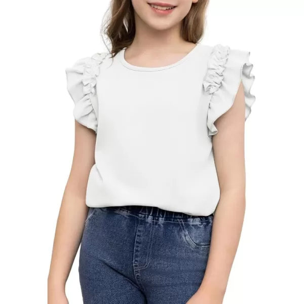 blibean Tween Girls 2024 Elegant Ruffle Short Sleeve Shirt Size 6-15 Years