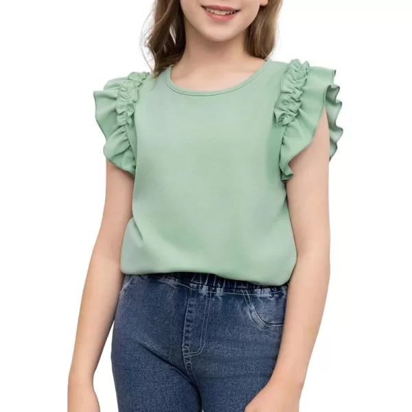blibean Tween Girls 2024 Elegant Ruffle Short Sleeve Shirt Size 6-15 Years