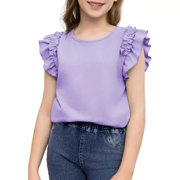 blibean Tween Girls 2024 Elegant Ruffle Short Sleeve Shirt Size 6-15 Years