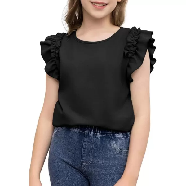 blibean Tween Girls 2024 Elegant Ruffle Short Sleeve Shirt Size 6-15 Years