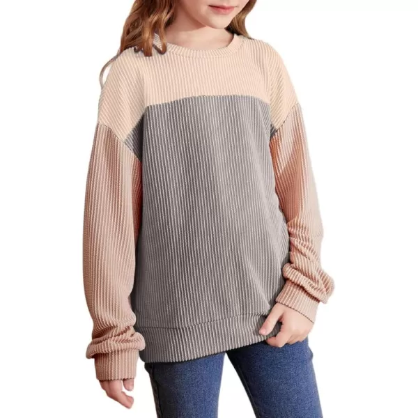 blibean Tween Girls Fall Long Sleeve Shirt Kid Color Block Tops Size 6-15 Years