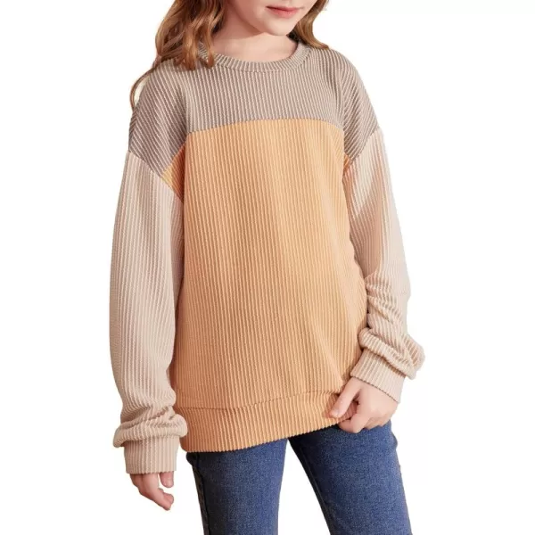 blibean Tween Girls Fall Long Sleeve Shirt Kid Color Block Tops Size 6-15 Years