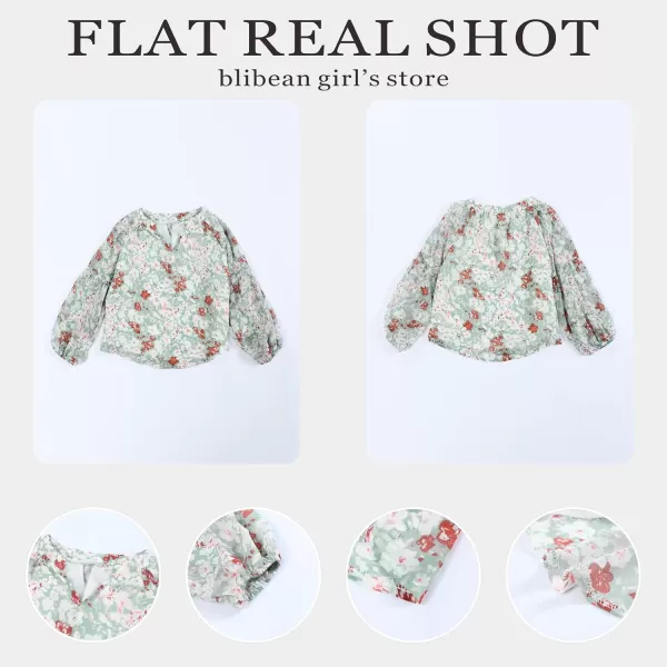 blibean Girl Flower Bell Sleeve Blouse Floral Fall Tops 4-15 Years