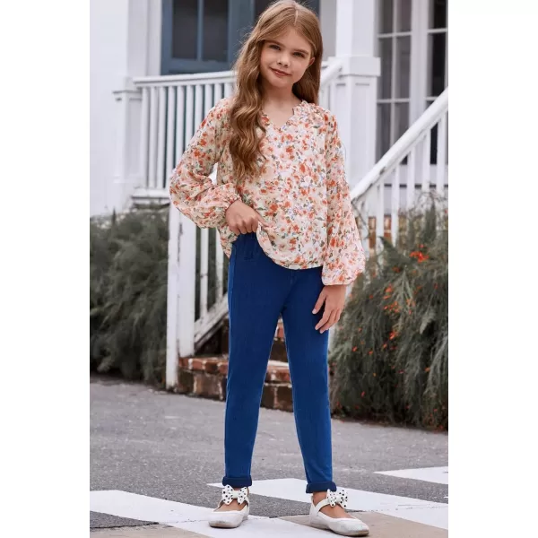 blibean Girl Flower Bell Sleeve Blouse Floral Fall Tops 4-15 Years
