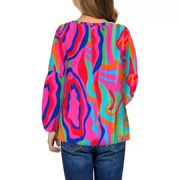 blibean Girl Flower Bell Sleeve Blouse Floral Fall Tops 4-15 Years
