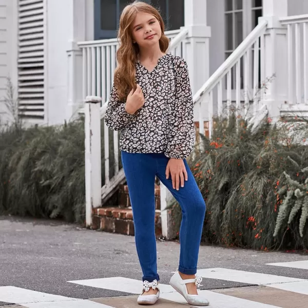 blibean Girl Flower Bell Sleeve Blouse Floral Fall Tops 4-15 Years