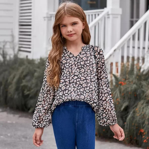 blibean Girl Flower Bell Sleeve Blouse Floral Fall Tops 4-15 Years
