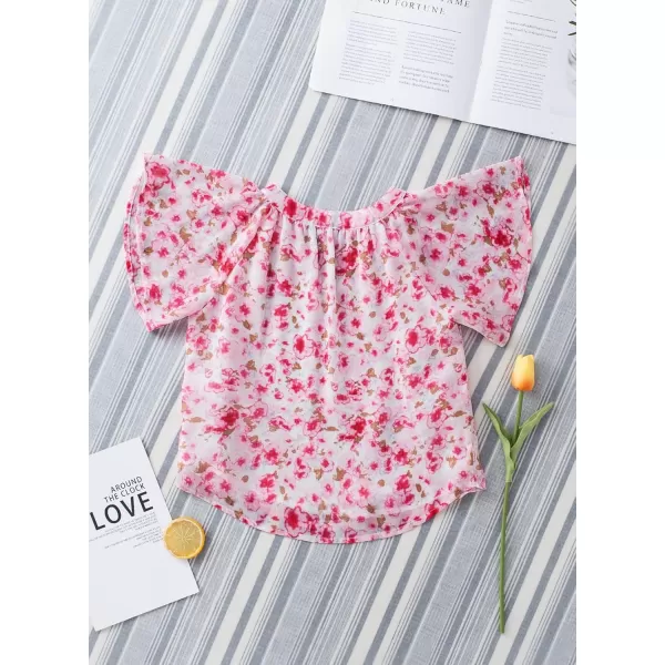blibean Girl Flower Bell Sleeve Blouse Floral Fall Tops 4-15 Years