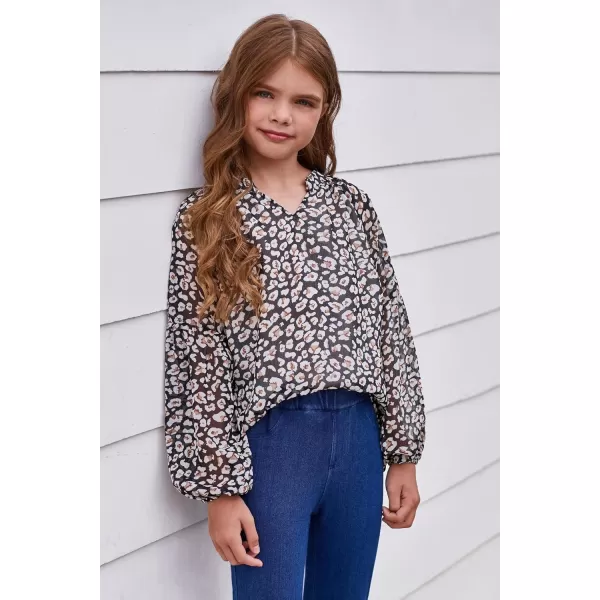 blibean Girl Flower Bell Sleeve Blouse Floral Fall Tops 4-15 Years