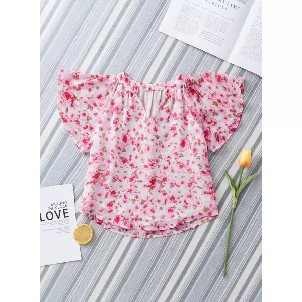 blibean Girl Flower Bell Sleeve Blouse Floral Fall Tops 4-15 Years