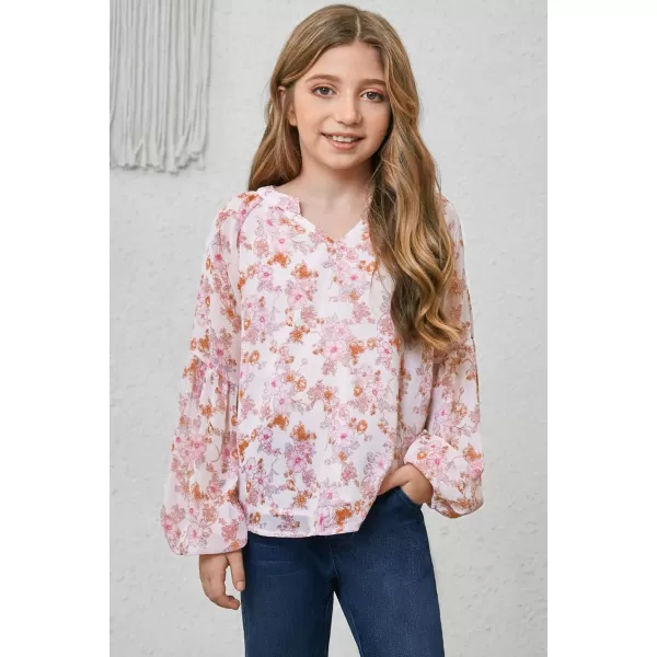 blibean Girl Flower Bell Sleeve Blouse Floral Fall Tops 4-15 Years