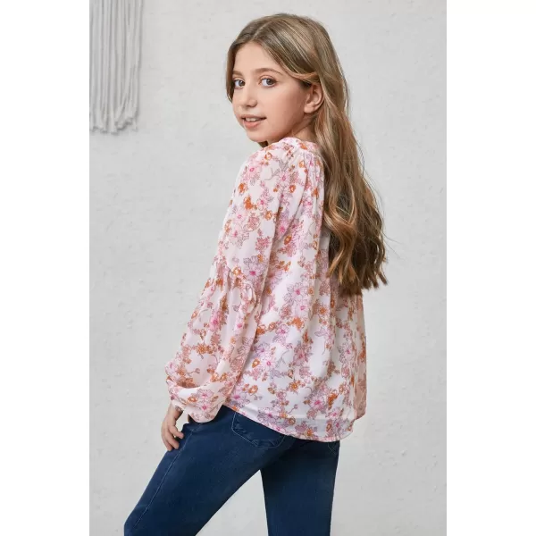 blibean Girl Flower Bell Sleeve Blouse Floral Fall Tops 4-15 Years