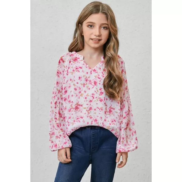 blibean Girl Flower Bell Sleeve Blouse Floral Fall Tops 4-15 Years