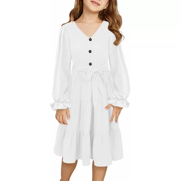blibean Girl Long Sleeve Dresses Tween Ruffled Tunic Dress with Belt Size 6-15 Years