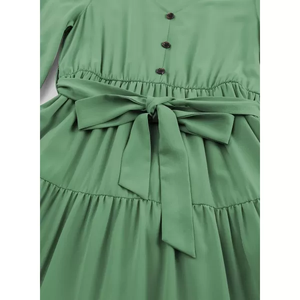 blibean Girl Long Sleeve Dresses Tween Ruffled Tunic Dress with Belt Size 6-15 Years