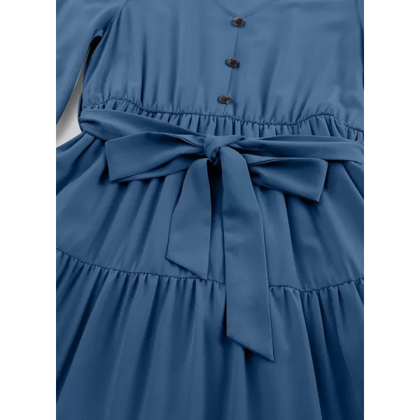 blibean Girl Long Sleeve Dresses Tween Ruffled Tunic Dress with Belt Size 6-15 Years