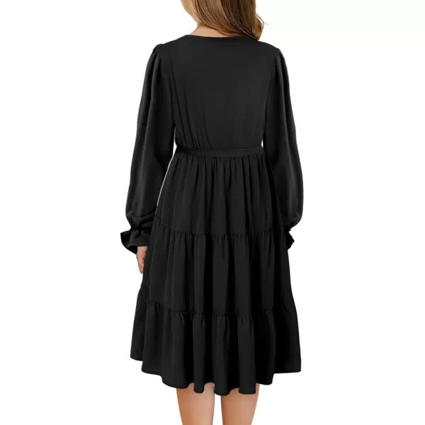 blibean Girl Long Sleeve Dresses Tween Ruffled Tunic Dress with Belt Size 6-15 Years