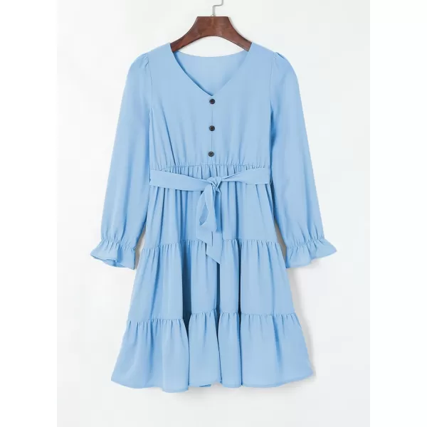 blibean Girl Long Sleeve Dresses Tween Ruffled Tunic Dress with Belt Size 6-15 Years