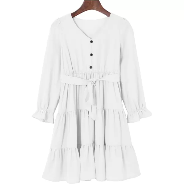blibean Girl Long Sleeve Dresses Tween Ruffled Tunic Dress with Belt Size 6-15 Years